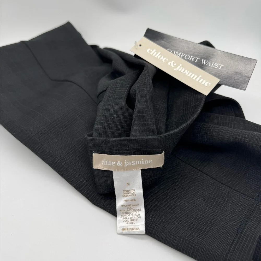 NWT CHLOE & JASMINE Black Plaid Trousers Size Medium Price to sell!
